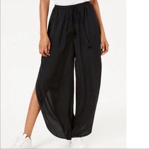Free People Intimately Women's Split Thigh Wide Leg Black Pants Size Large